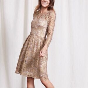 Boden luxe lace dress gold size 10 long